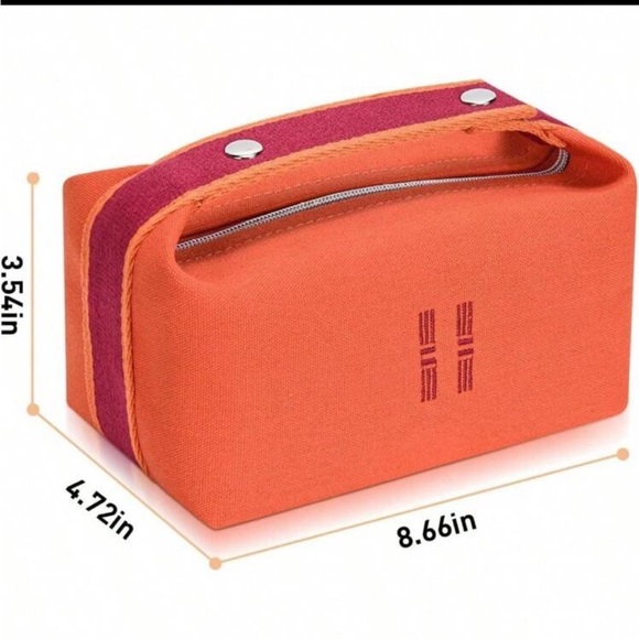 Orange and Red Canvas Makeup Bag - Picture 4 of 4